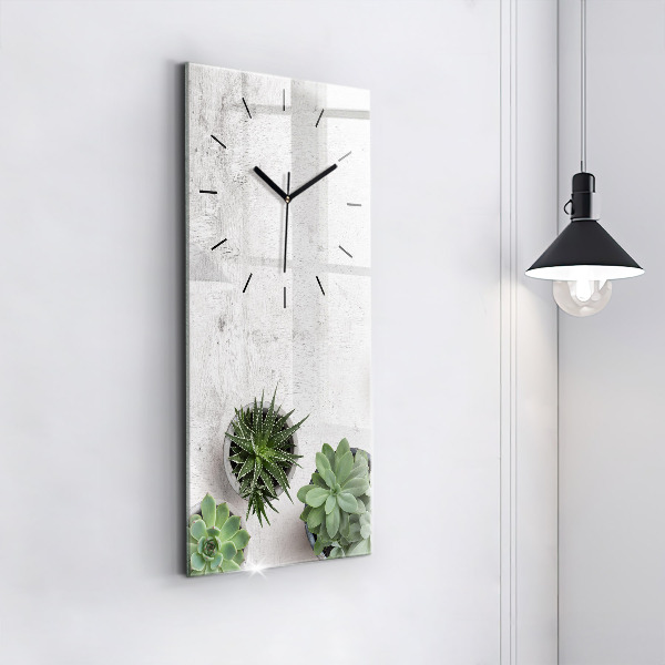 Ceas vertical de perete din sticlă Plante decorative
