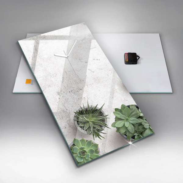 Ceas vertical de perete din sticlă Plante decorative