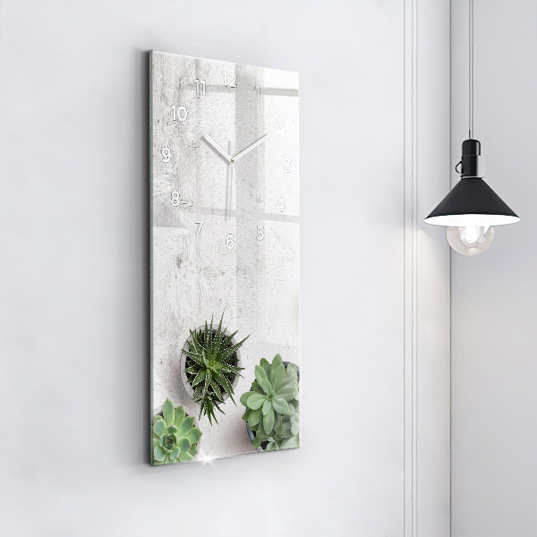 Ceas vertical de perete din sticlă Plante decorative