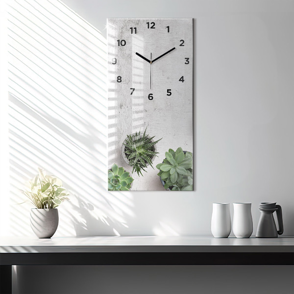 Ceas vertical de perete din sticlă Plante decorative