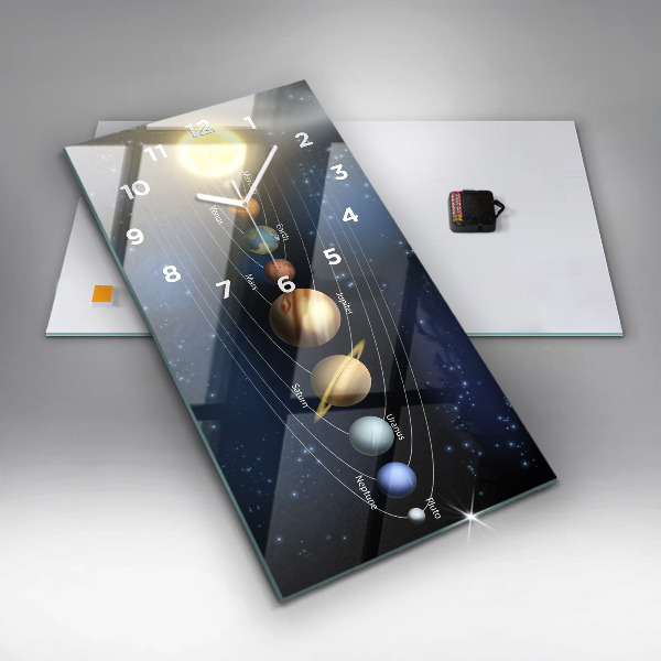 Ceas vertical de perete din sticlă Sistemul Solar