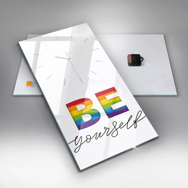 Ceas vertical de perete din sticlă Inscripția Fii tu însuți