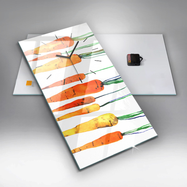 Ceas vertical de perete din sticlă Ilustrație de morcovi