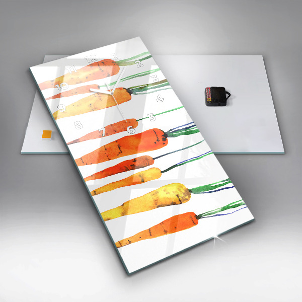 Ceas vertical de perete din sticlă Ilustrație de morcovi