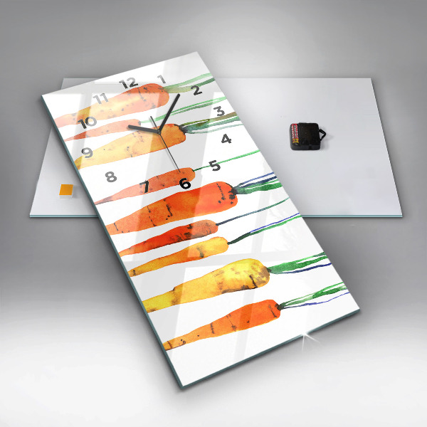 Ceas vertical de perete din sticlă Ilustrație de morcovi