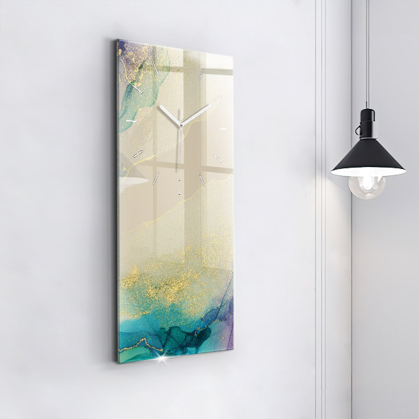 Ceas vertical de perete din sticlă Abstracția culorilor