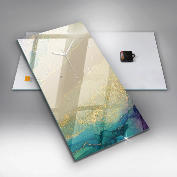 Ceas vertical de perete din sticlă Abstracția culorilor