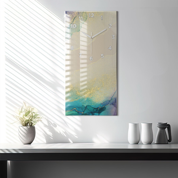 Ceas vertical de perete din sticlă Abstracția culorilor