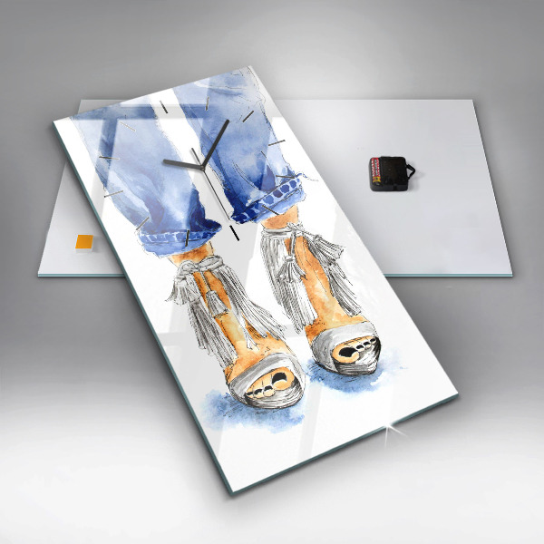 Ceas vertical de perete din sticlă Tocuri de damă