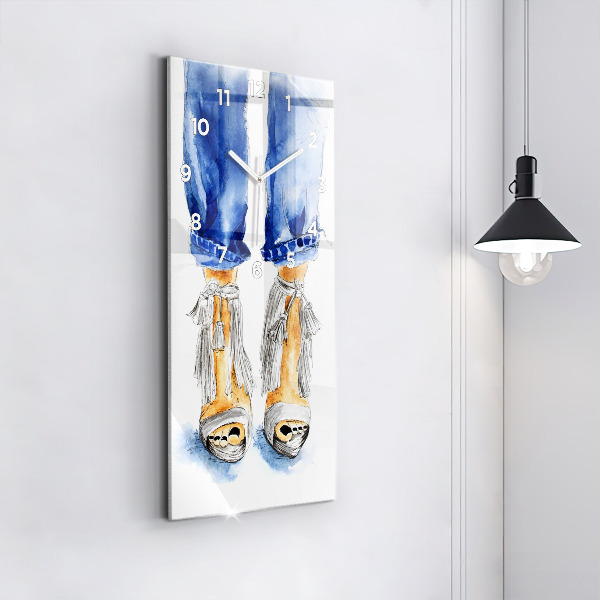 Ceas vertical de perete din sticlă Tocuri de damă