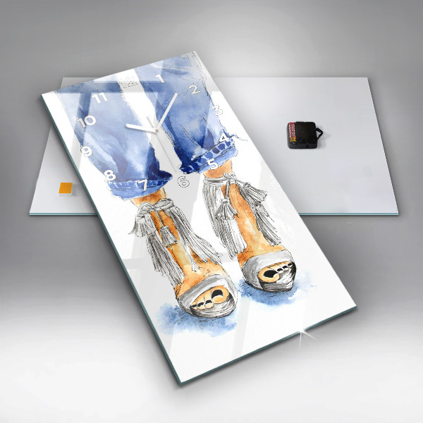 Ceas vertical de perete din sticlă Tocuri de damă