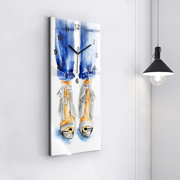 Ceas vertical de perete din sticlă Tocuri de damă