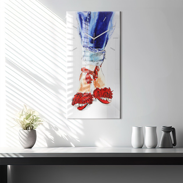 Ceas vertical de perete din sticlă Tocuri de damă