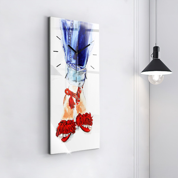 Ceas vertical de perete din sticlă Tocuri de damă