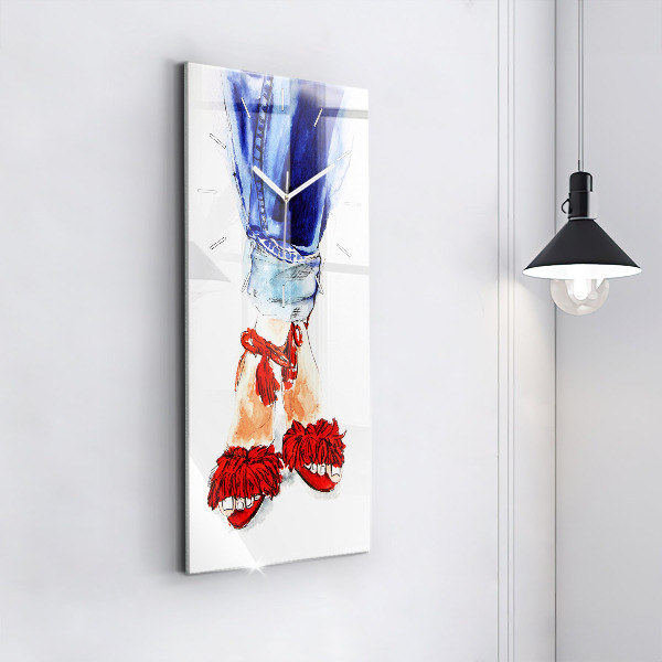 Ceas vertical de perete din sticlă Tocuri de damă