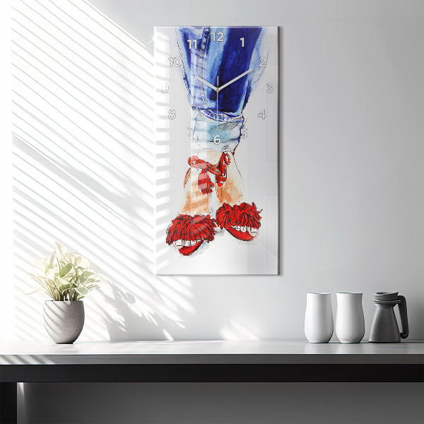 Ceas vertical de perete din sticlă Tocuri de damă