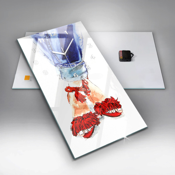 Ceas vertical de perete din sticlă Tocuri de damă