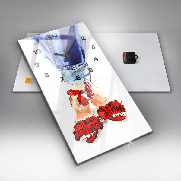 Ceas vertical de perete din sticlă Tocuri de damă