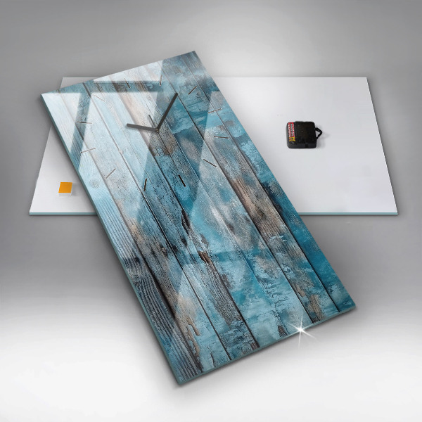 Ceas vertical de perete din sticlă Placi albastre