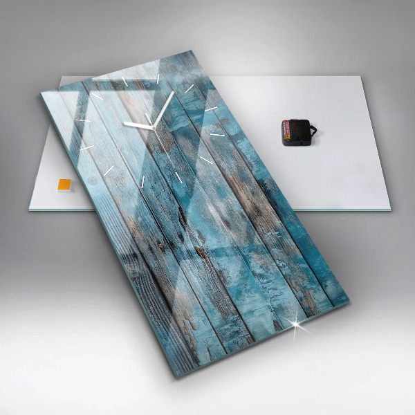 Ceas vertical de perete din sticlă Placi albastre