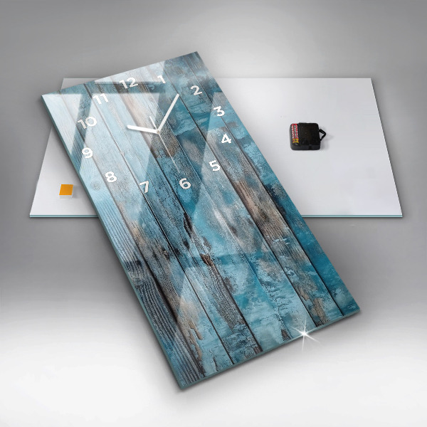 Ceas vertical de perete din sticlă Placi albastre