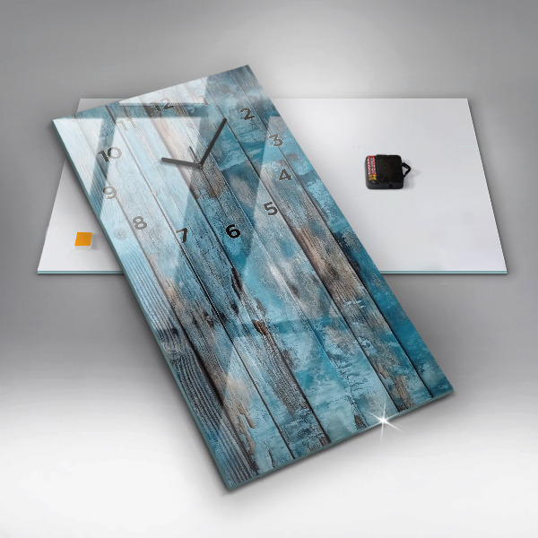 Ceas vertical de perete din sticlă Placi albastre