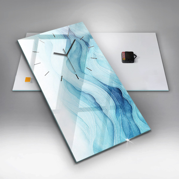 Ceas vertical de perete din sticlă Nori albaștri