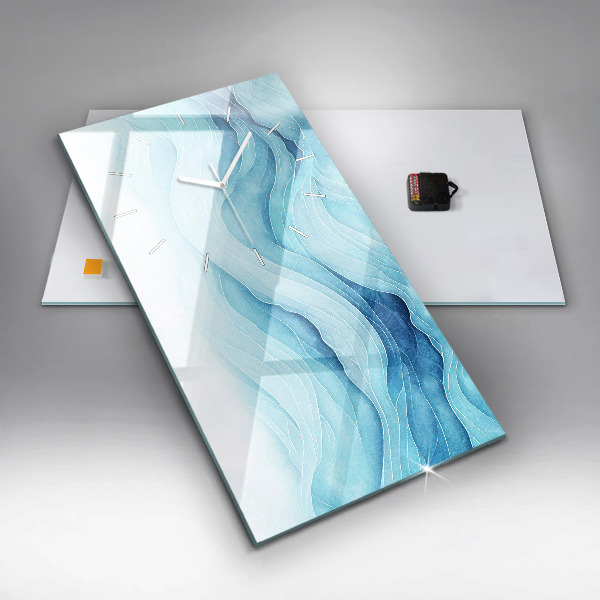 Ceas vertical de perete din sticlă Nori albaștri