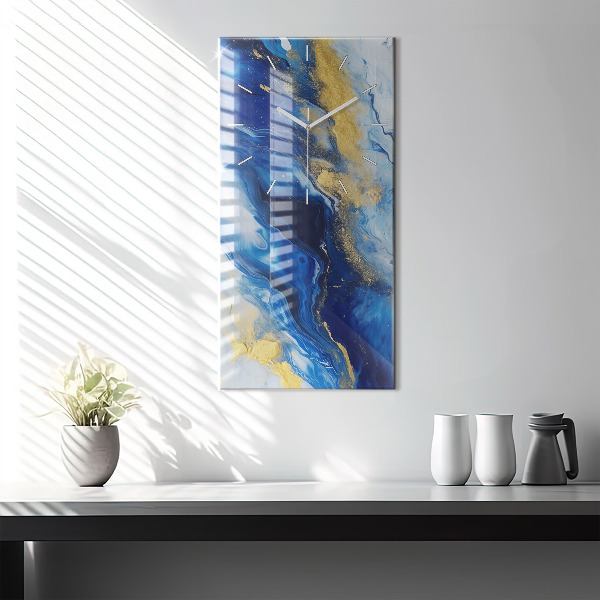 Ceas vertical de perete din sticlă Marmură albastră