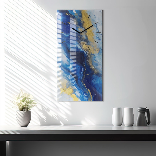 Ceas vertical de perete din sticlă Marmură albastră