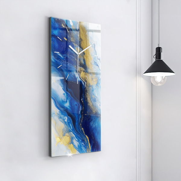 Ceas vertical de perete din sticlă Marmură albastră