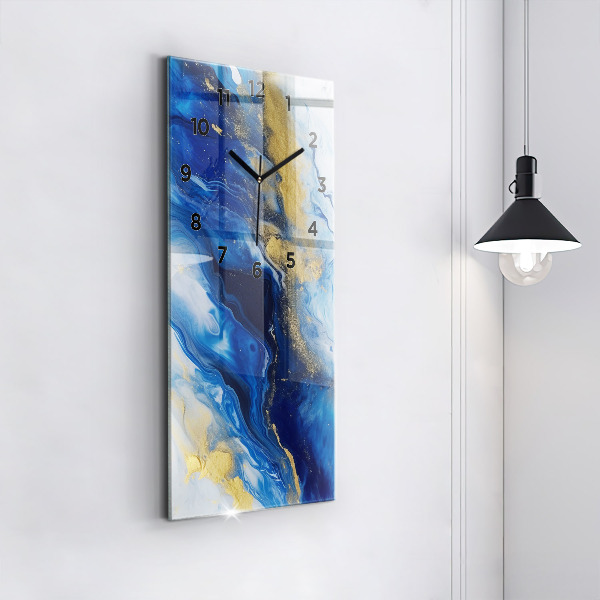 Ceas vertical de perete din sticlă Marmură albastră