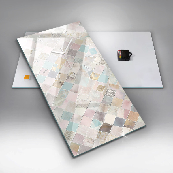 Ceas vertical de perete din sticlă Placi colorate