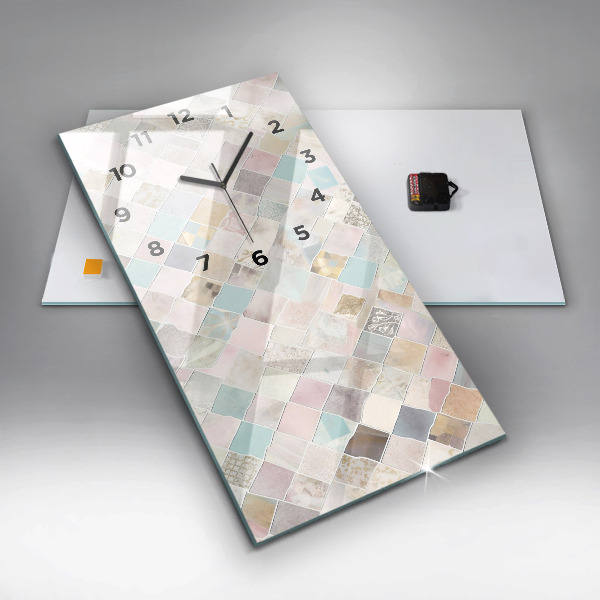 Ceas vertical de perete din sticlă Placi colorate