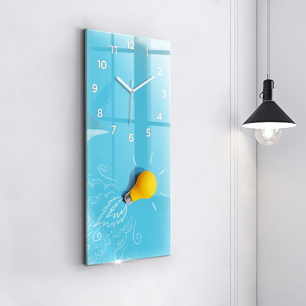Ceas vertical de perete din sticlă Desen bec