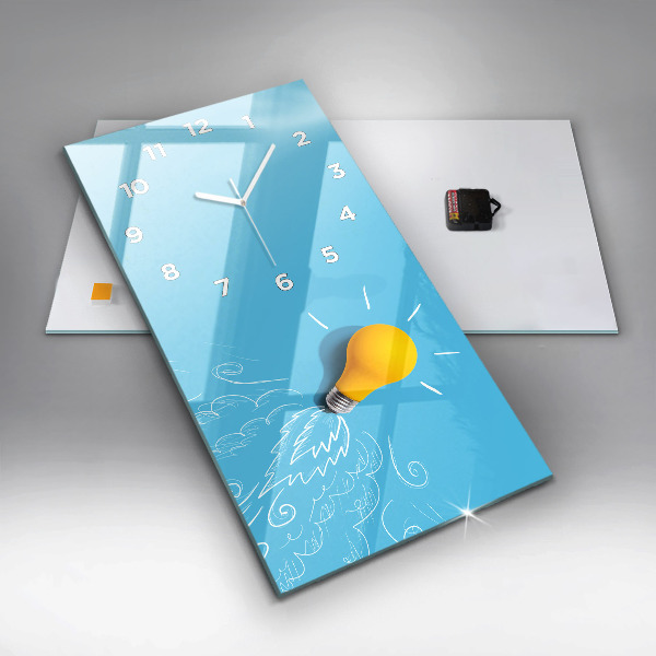 Ceas vertical de perete din sticlă Desen bec