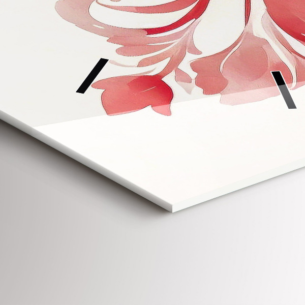 Ceas vertical de perete din sticlă Flori roșii