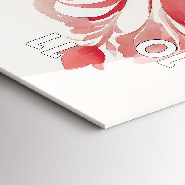 Ceas vertical de perete din sticlă Flori roșii