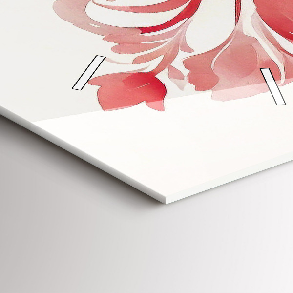 Ceas vertical de perete din sticlă Flori roșii