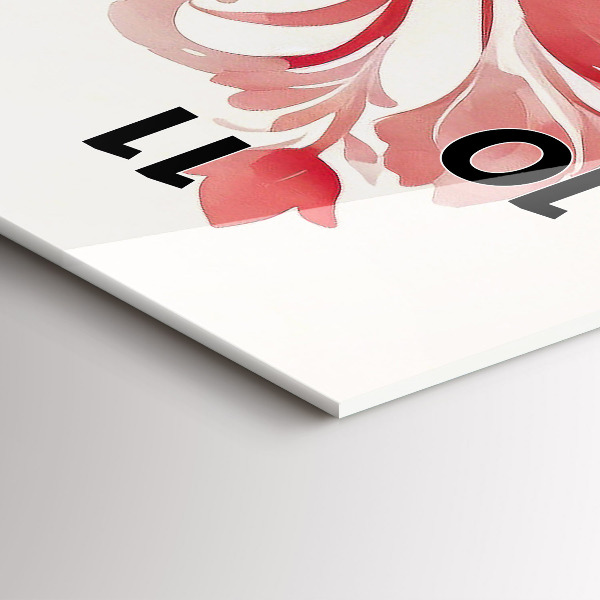 Ceas vertical de perete din sticlă Flori roșii