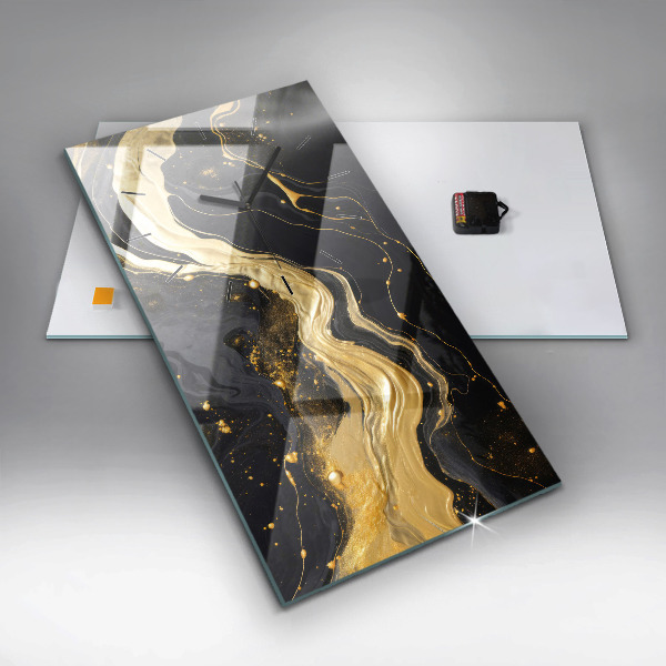 Ceas vertical de perete din sticlă Marmură aurie