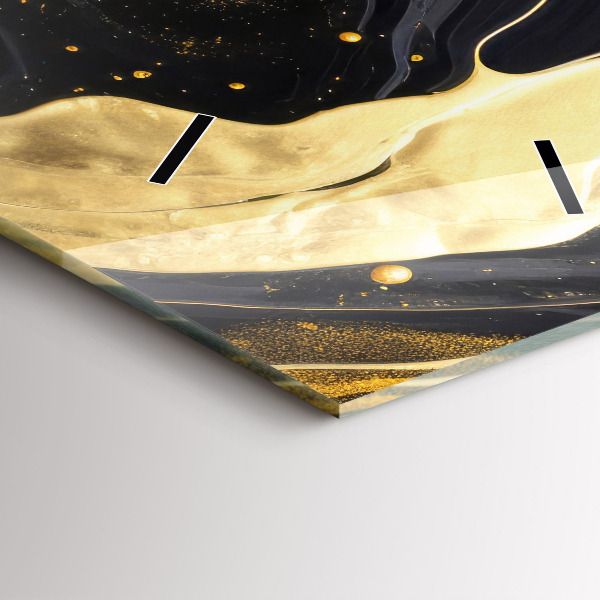 Ceas vertical de perete din sticlă Marmură aurie