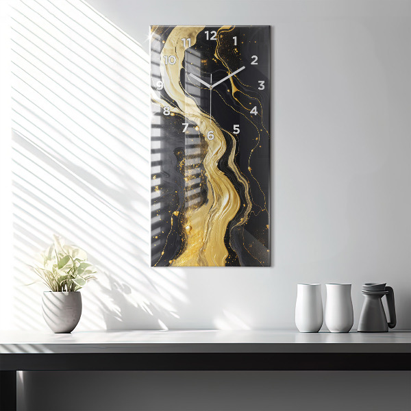 Ceas vertical de perete din sticlă Marmură aurie