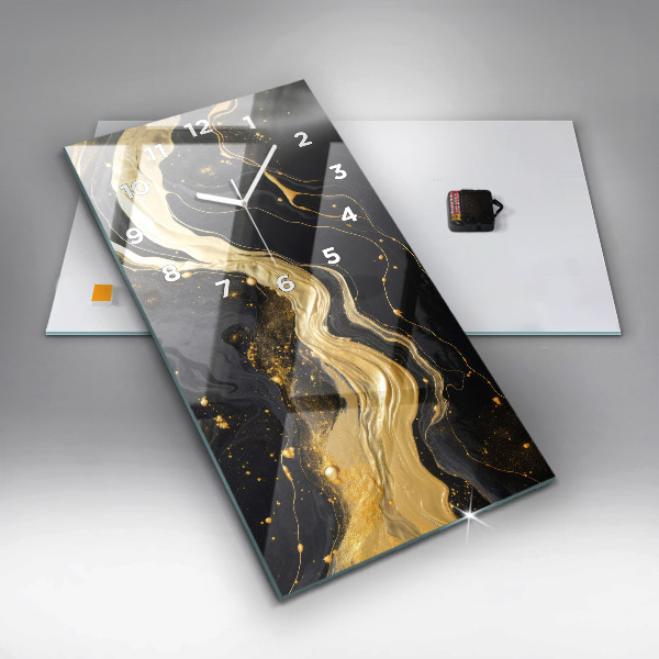 Ceas vertical de perete din sticlă Marmură aurie