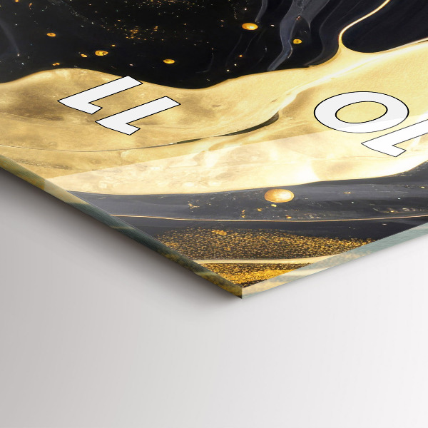 Ceas vertical de perete din sticlă Marmură aurie