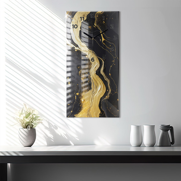 Ceas vertical de perete din sticlă Marmură aurie