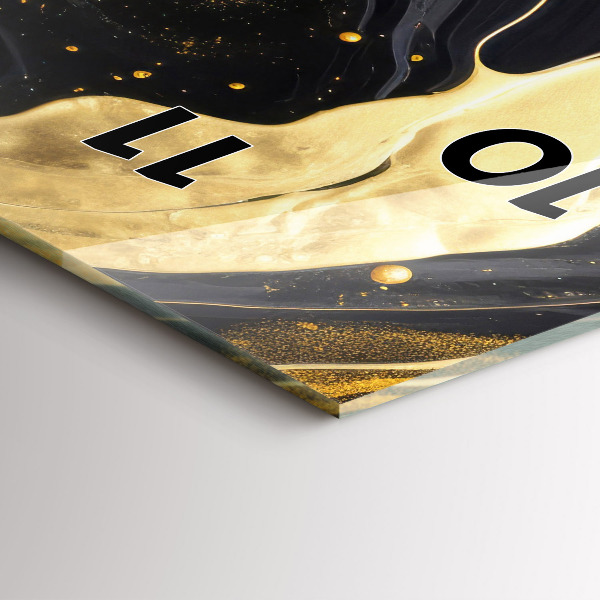 Ceas vertical de perete din sticlă Marmură aurie