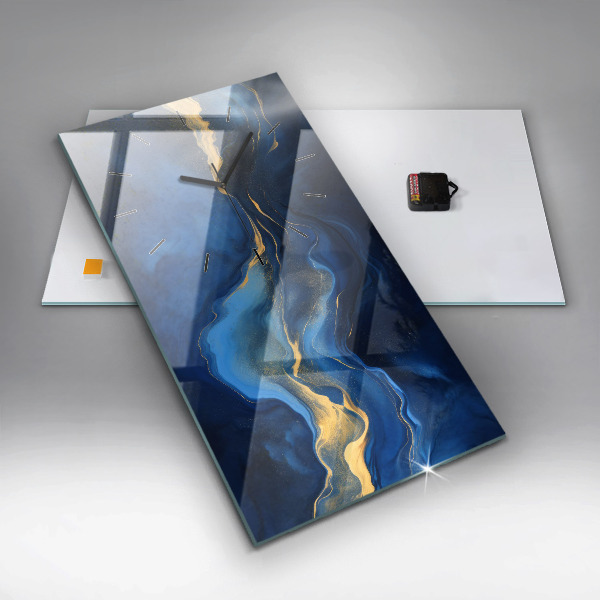 Ceas vertical de perete din sticlă Marmură albastră