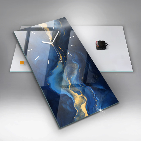 Ceas vertical de perete din sticlă Marmură albastră