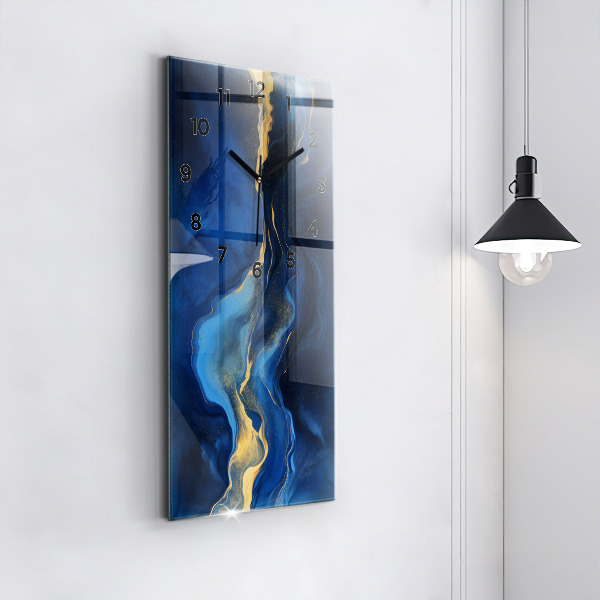 Ceas vertical de perete din sticlă Marmură albastră